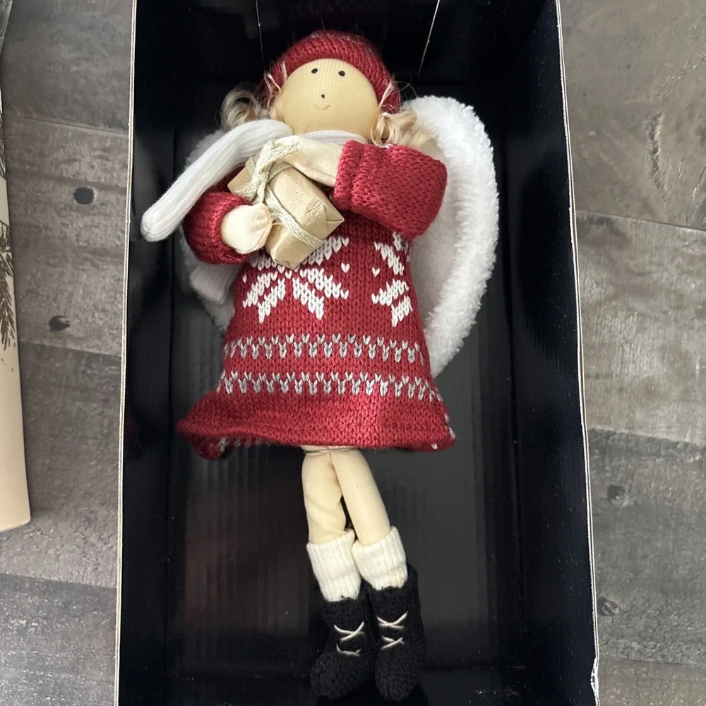 Dillards Trimsetter Angel Doll w Fair Isle Dress Shopping Package Ornament New